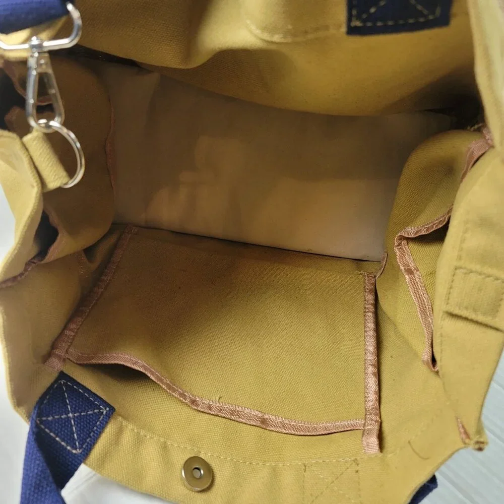 Listicle Canvas Crossbody Tote Bag Tan Adjustable Strap